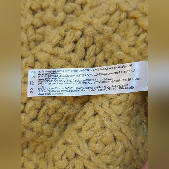 Chunky Knitted Cropped Mustard Wool Blend Sweater By Zara - Picture 9 of 12